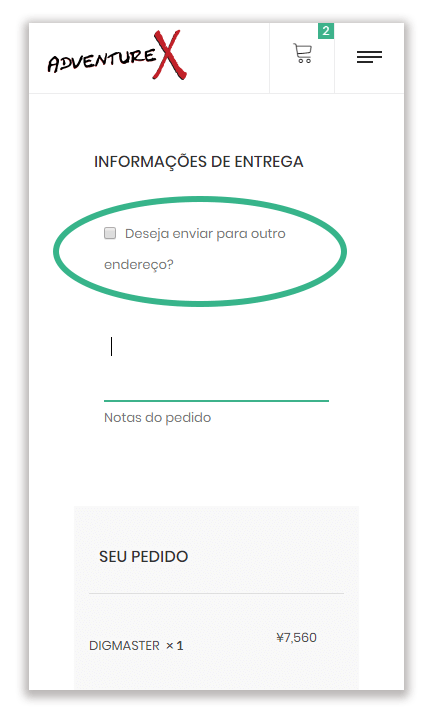 Enviar para outro endereço